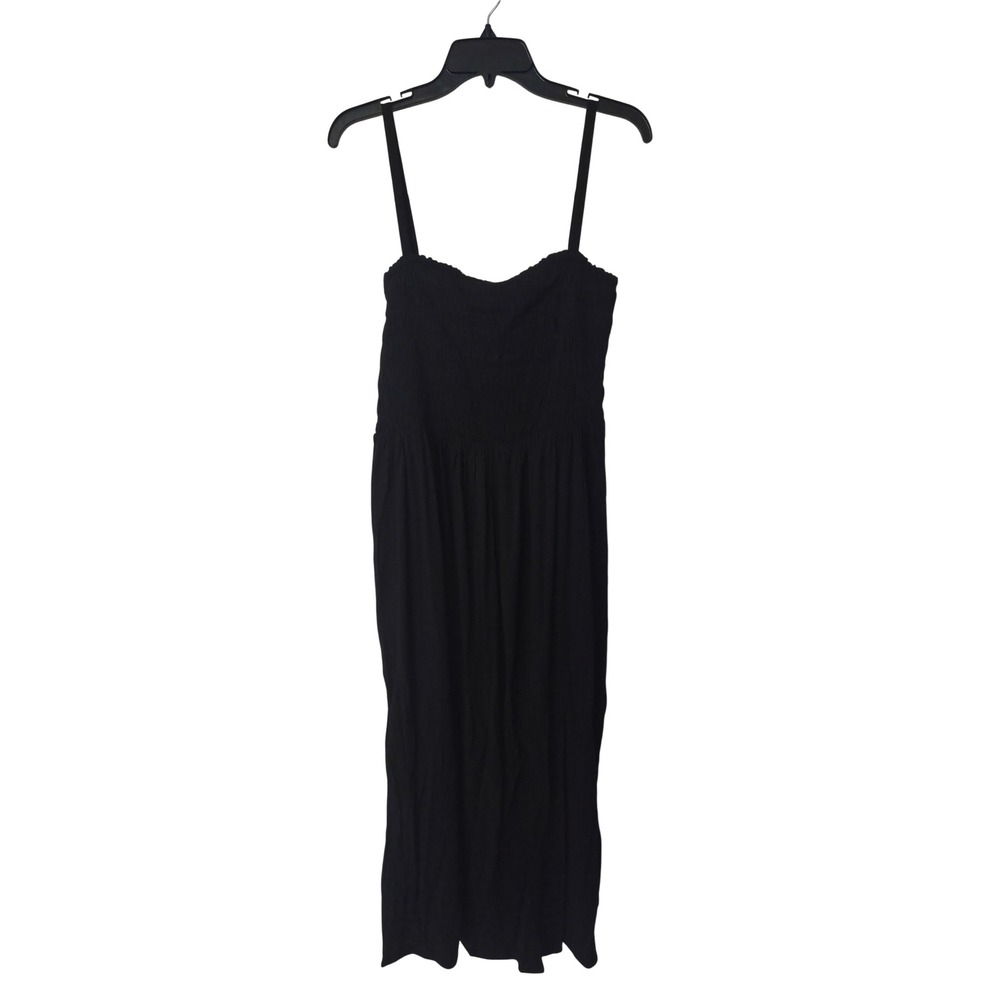 Market & Spruce Black Smocked Midi Dress Large Petite NWT SUG-WGW-70027-PE